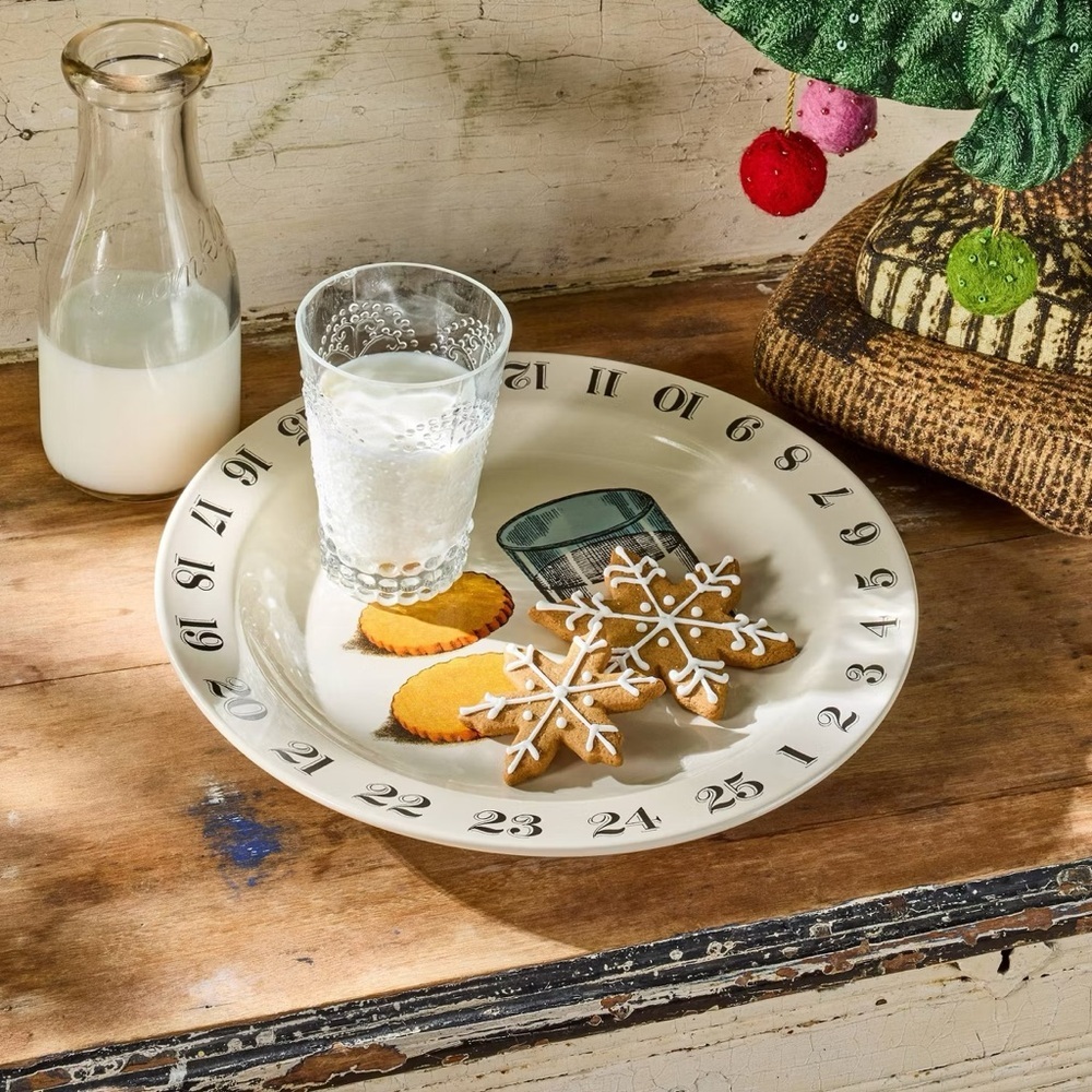 Stoneware Milk and Cookies Serving Platter Christmas - John Derian for Target